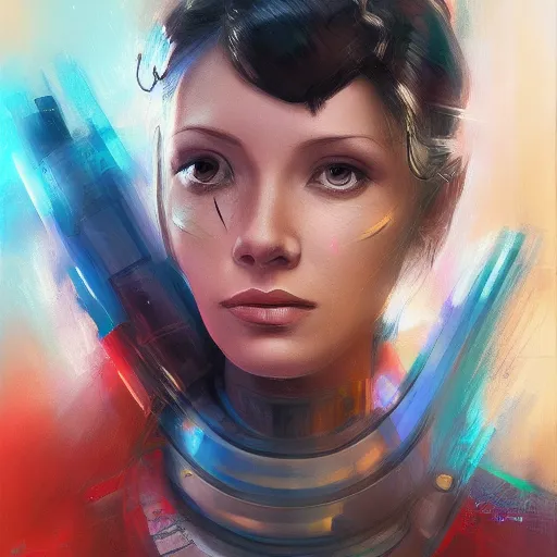 Image similar to concept art of portrait ofcyborg scientist by jama jurabaev, extremely detailed, trending on artstation, high quality, brush stroke