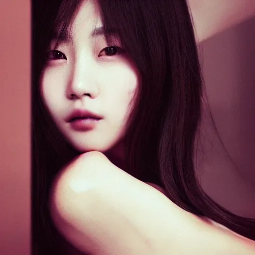 Prompt: Lee Jin-Eun by WLOP, rule of thirds, seductive look, beautiful