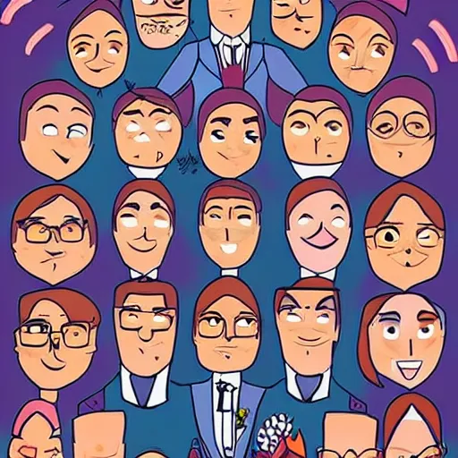 Image similar to beautiful painting, wedding in style of gravity falls cartoon, coherent symmetrical faces