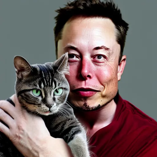 Image similar to elon musk holding a cat while crying
