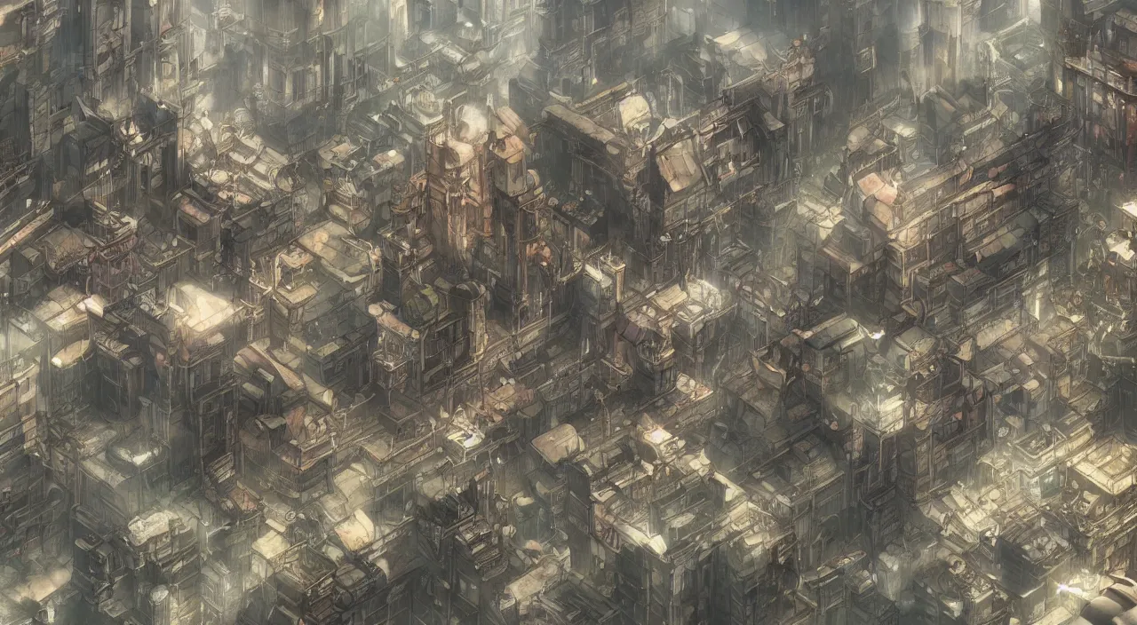 Prompt: Copied City, game concept art by Akihiko Yoshida, trending on artstation and cgsociety