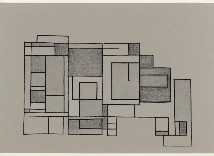 Prompt: Architectural etching by Ben Nicholson