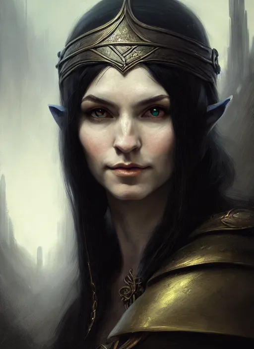 portrait of an elf thief with long black hair, elven | Stable Diffusion ...