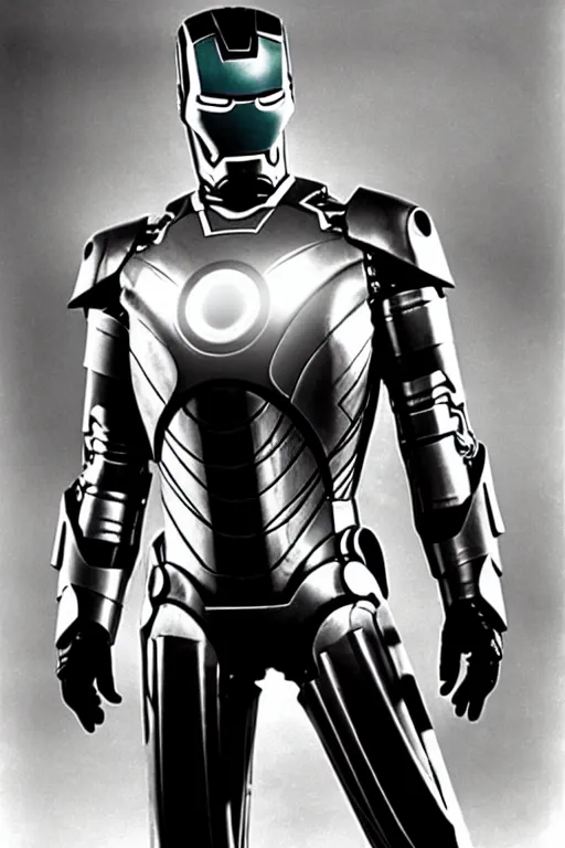 Image similar to cary grant as iron man. superhero movie set in the 1 9 5 0's