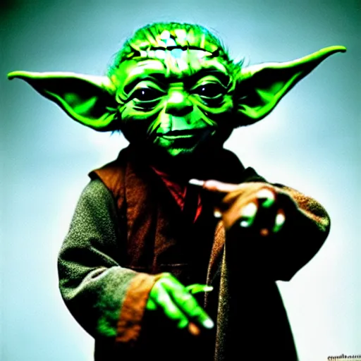 Prompt: uhd photorealisitc candid photo of yoda as the joker. correct makeup. correct face, accurate face. photo by annie leibowitz and steve mccurry