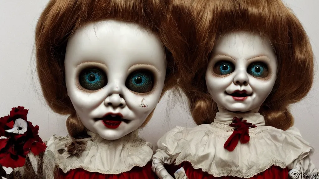 Prompt: annabelle character design a porcelain dolls demon, detailed creepy face and eyes