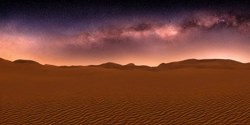 Image similar to desert with sky with starscinematic, highly detailed wide, atmospheric lighting