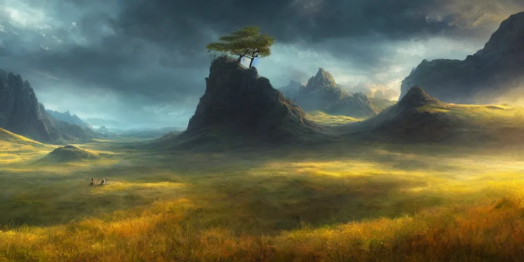 Prompt: Lively landscape of a beautiful national nature reserve realistic detailed digital art by Maxwell Boas Jessica Rossier Christian Dimi