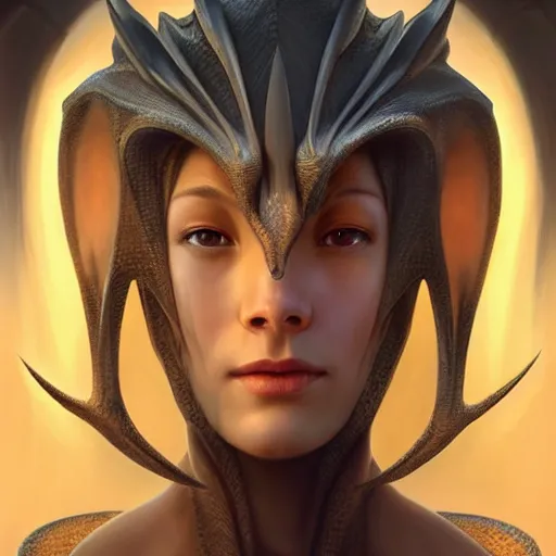 Image similar to Perfectly-Centered Portrait of a Dragon, super highly detailed, professional digital painting, artstation, concept art, smooth, sharp focus, no blur, no dof, extreme illustration, Unreal Engine 5, Photorealism, HD quality, 8k resolution, cinema 4d, 3D, beautiful, cinematic, art by artgerm and greg rutkowski and alphonse mucha and loish and WLOP