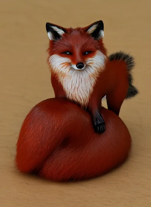 Image similar to 80mm resin detailed miniature of fluffy fox, Product Introduction Photos, 4K, Full body