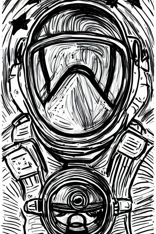 Image similar to basic digital drawing scribble in photoshop of simple astronaut