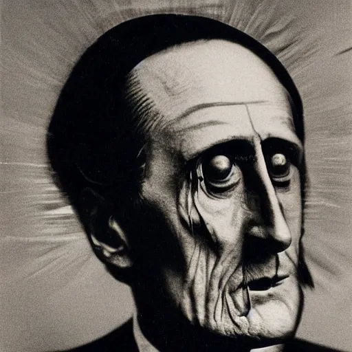 Image similar to a close-up mechanical portrait of Marcel Duchamp in the style of Hito Steyerl and Shinya Tsukamoto and Irving Penn