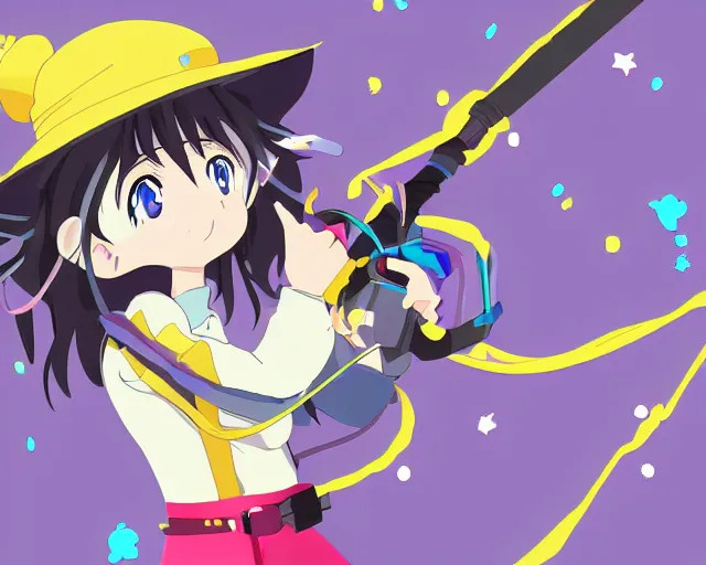 Prompt: anime space cowgirl using her lasso, Kyoto Animation Studio, digital art