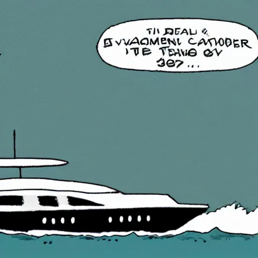 Image similar to comic of a yacht by bill waterson