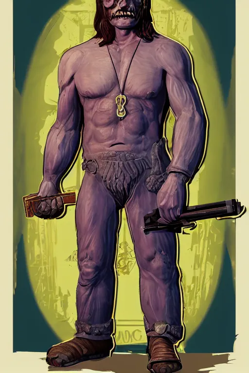 Image similar to saint homo neanderthalis, with book of science, on his right hand, and riffle, on his left hand, violet polsangi pop art, gta chinatown wars art style, bioshock infinite art style, incrinate, realistic anatomy, hyperrealistic, two colors, white frame, 4 k, uhd, remove duplicate content