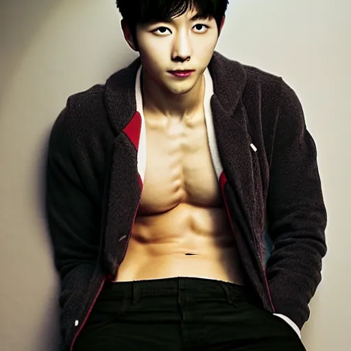 Prompt: song joong - ki portrait, young handsome asian male dnd, muscle, studio photo