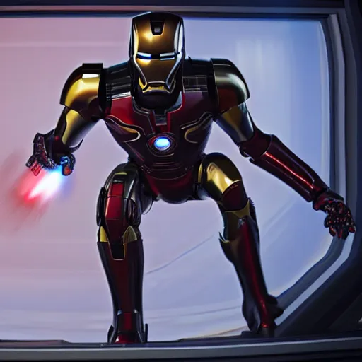 Image similar to a mix between iron man and darth vader, in space, shot on alexa, 3 5 mm cooke, still from a movie, trending on hollywood reporter, realistic, cg render, roger deakins