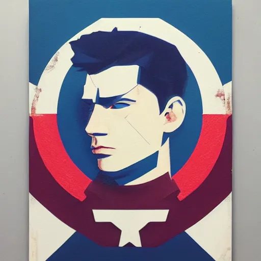 Image similar to Captain America profile picture by Sachin Teng, asymmetrical, Organic Painting , Matte Painting, geometric shapes, hard edges, graffiti, street art:2 by Sachin Teng:4