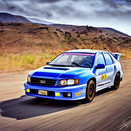 Prompt: velociraptor mongoliensis wrx impreza, hdr 8 k