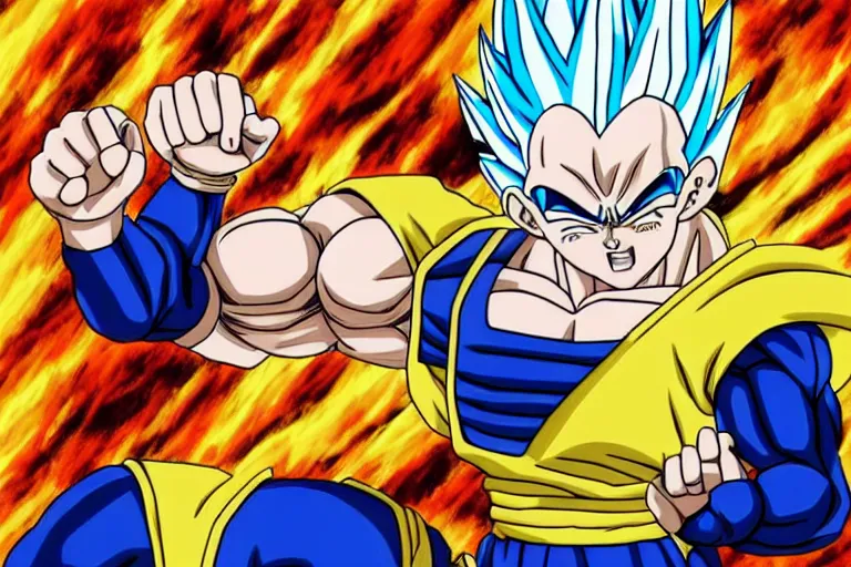 Image similar to vegeta doing a kamehameha, hd, high detailed