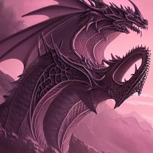 Prompt: pink scaled dragon, extremely detailed, celestial, cinematic composition, fantasy, dnd, dungeons and dragons, extremely detailed, intricate details, artstation