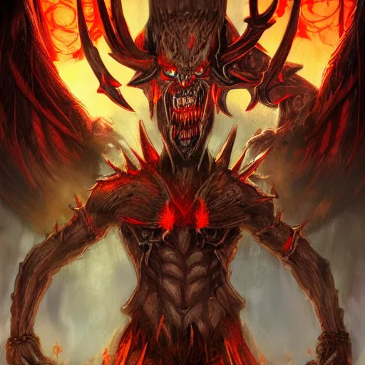 Image similar to a demon in the style of DiabloII fanart, detailed, 4k