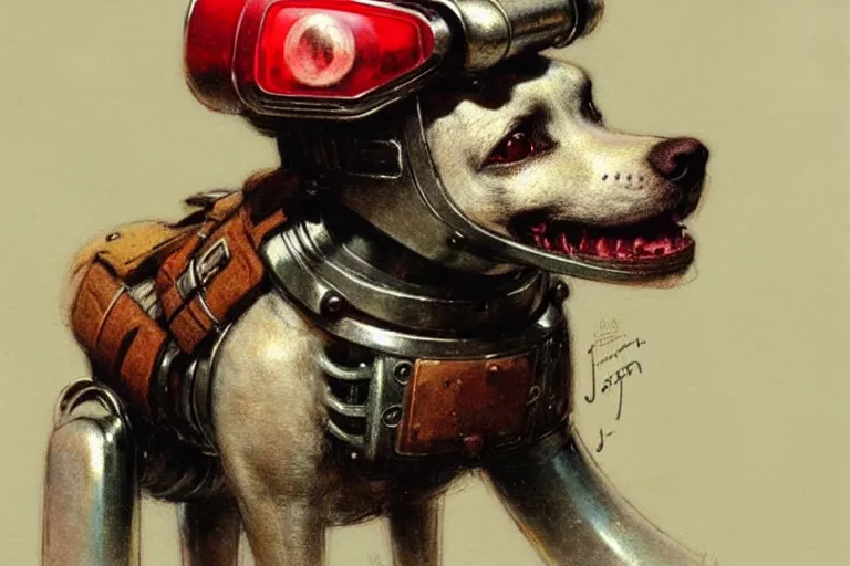 Image similar to adventurer ( ( ( ( ( 1 9 5 0 s retro future robot android dog. muted colors. ) ) ) ) ) by jean baptiste monge!!!!!!!!!!!!!!!!!!!!!!!!! chrome red