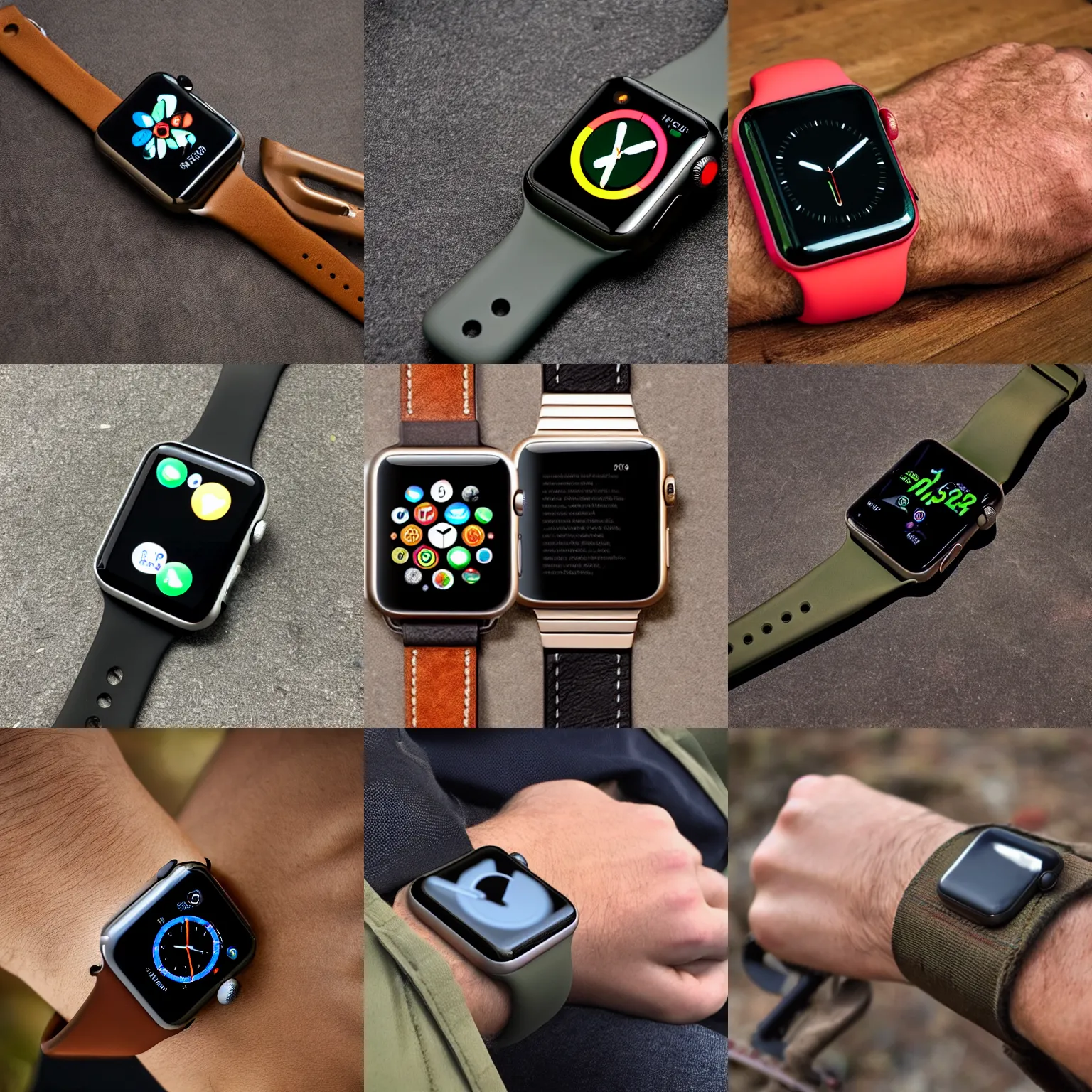 Prompt: the new apple watch, releasing 2 0 2 5, now featuring a built - in gun, improved user experience, now able to hunt wild game from the comfort of your wrist, hunting rifle attachment, only from apple, apple watch with a gun attached to it, hunting rifle watch, product image, advertisement