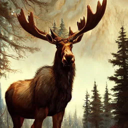 Image similar to moose centaur moose faun by greg rutkowski