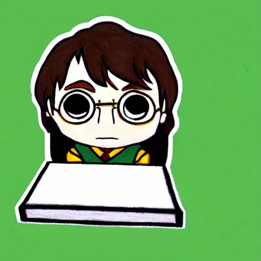 Prompt: harry potter 2 d animated chibi, cube, pencil drawing