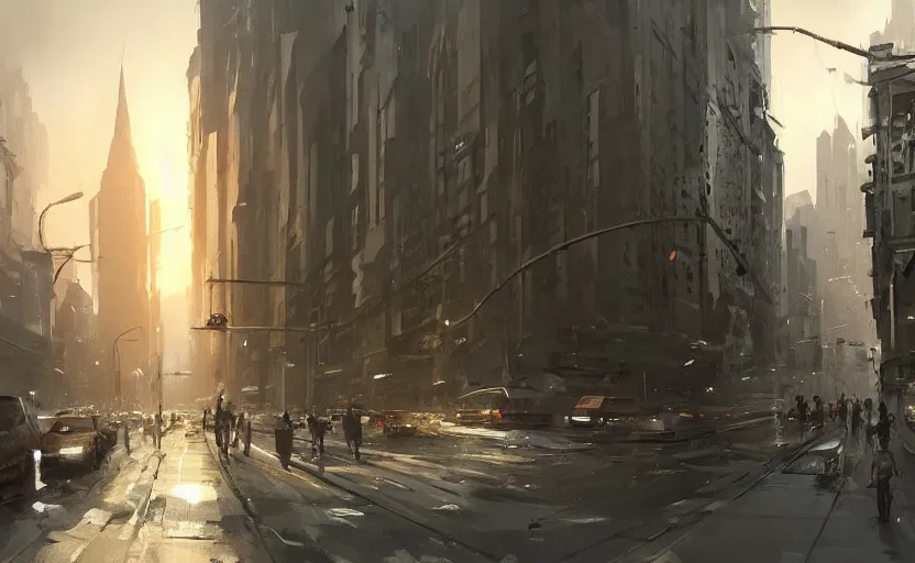 Prompt: a painting of a city trending on artstation in the style of greg rutkowski