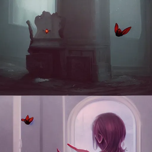 Image similar to this place is stuffy and filled with moths, are you sure this is were we are meant to be? this place is awfully creepy and the windows are fogged up., liminal space, trending on artstation