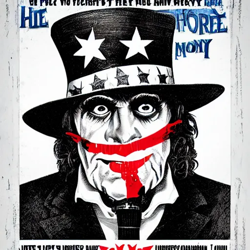 Prompt: uncle sam, horror film poster