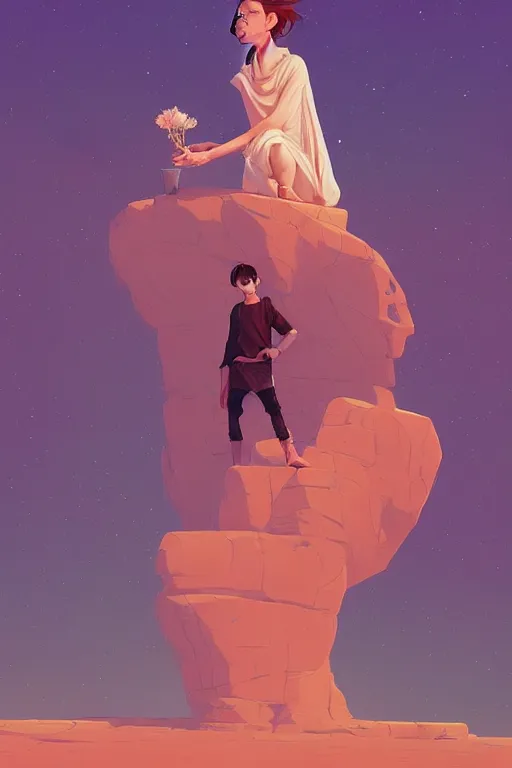 Image similar to single hermit in the desert, smooth face, centered median photoshop filter cutout vector behance hd by artgerm, jesper ejsing, by rhads, makoto shinkai and lois van baarle, ilya kuvshinov, rossdraws, illustration, art by ilya kuvshinov and gustav klimt