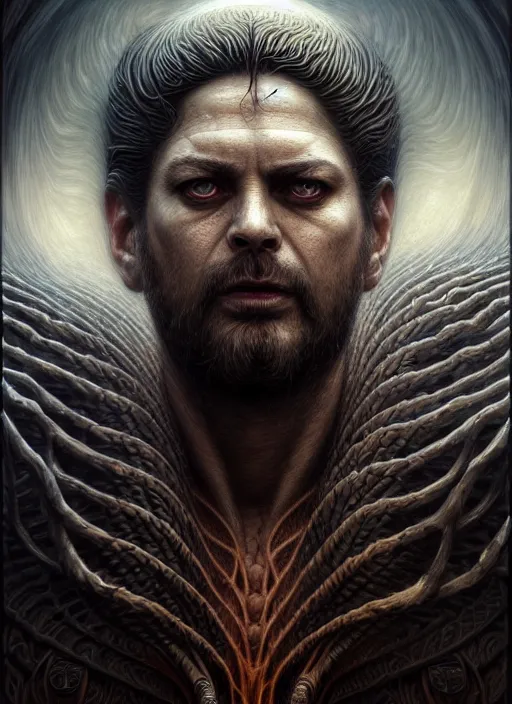 Prompt: closeup portrait shot of a the king of hell in a scenic dystopian environment, intricate, elegant, highly detailed, centered, digital painting, artstation, concept art, smooth, sharp focus, illustration, artgerm, tomasz alen kopera, peter mohrbacher, donato giancola, joseph christian leyendecker, wlop, boris vallejo