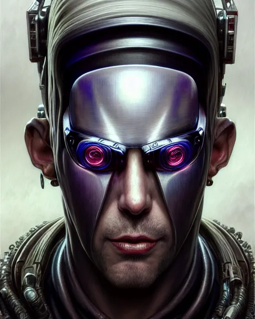 Image similar to front shot of a cyberpunk criminal mastermind character, intricate, elegant, highly detailed, centered, (((artstation, concept art, smooth, sharp focus, artgerm, Tomasz Alen Kopera, Peter Mohrbacher, donato giancola, Joseph Christian Leyendecker, WLOP, Boris Vallejo))), mugshot!!!!!, ugly!!!!!!