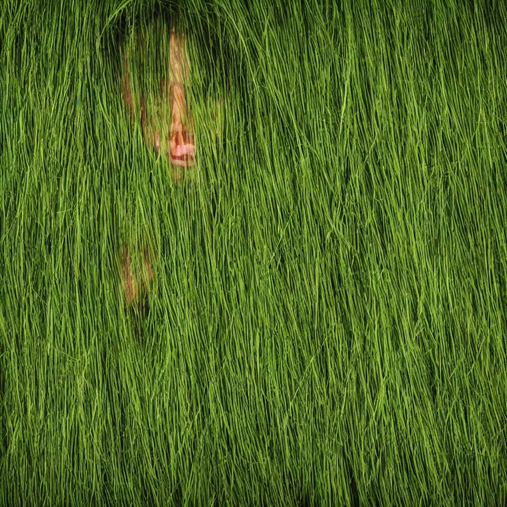 Prompt: human grass overgrown human body parts covered in hair and grass