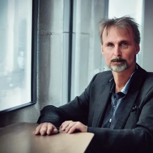 Prompt: photo of jurgen schmidhuber, godfather of all ai, all - powerful being