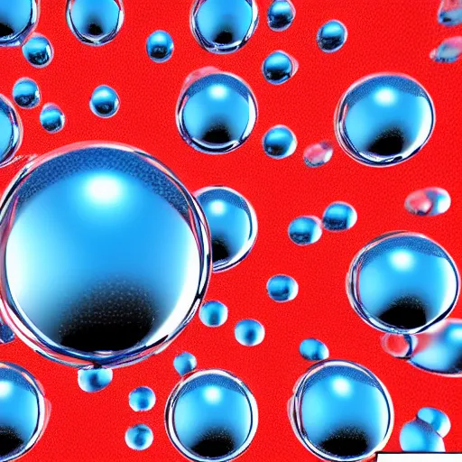 Prompt: chrome spheres on a red cube, medical illustration