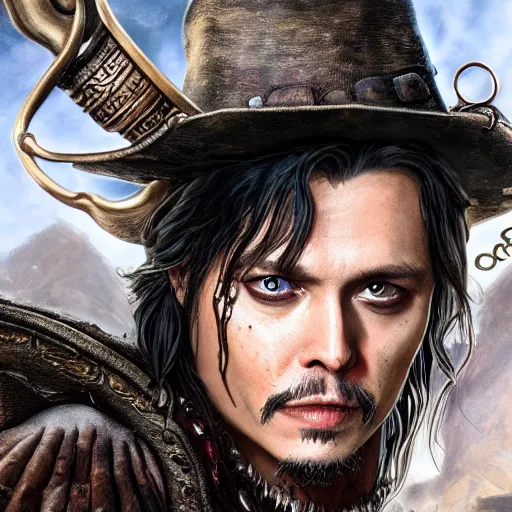 Image similar to johnny deep as d & d character, photorealistic, cinematic, intricate, 4 k, hyper detailed
