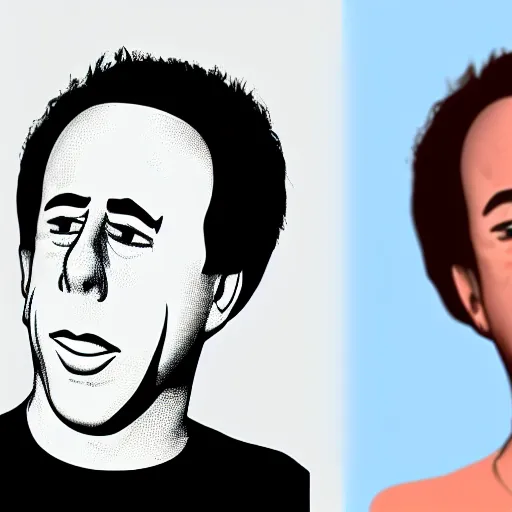 Image similar to jerry seinfeld with no eyes and a female beautiful body, trending on deviantart