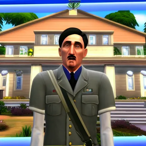 Image similar to a screenshot of hitler in the sims 4