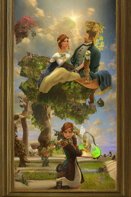 Prompt: a 3 d model of a victorian painting found in the game files of skyward sword ( 2 0 1 1 )