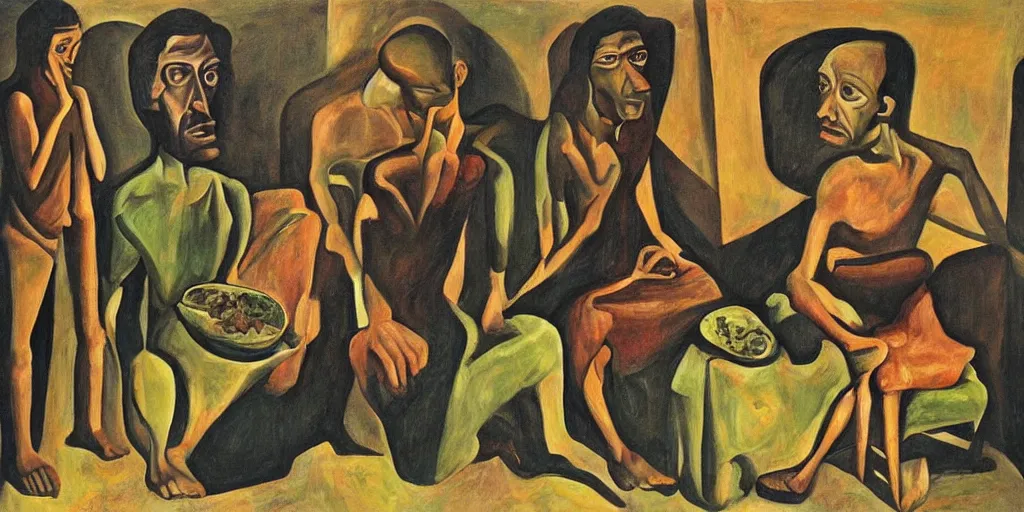 Image similar to the portrait of hunger, by candido portinari, painting