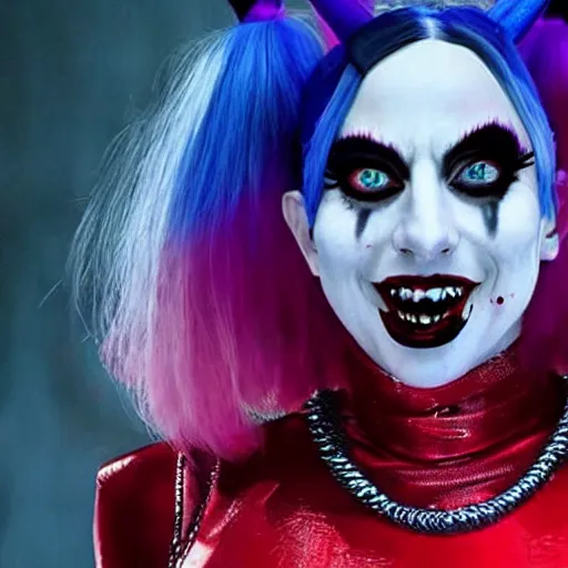 Image similar to lady gaga as harley quinn 4 k detailed super realistic