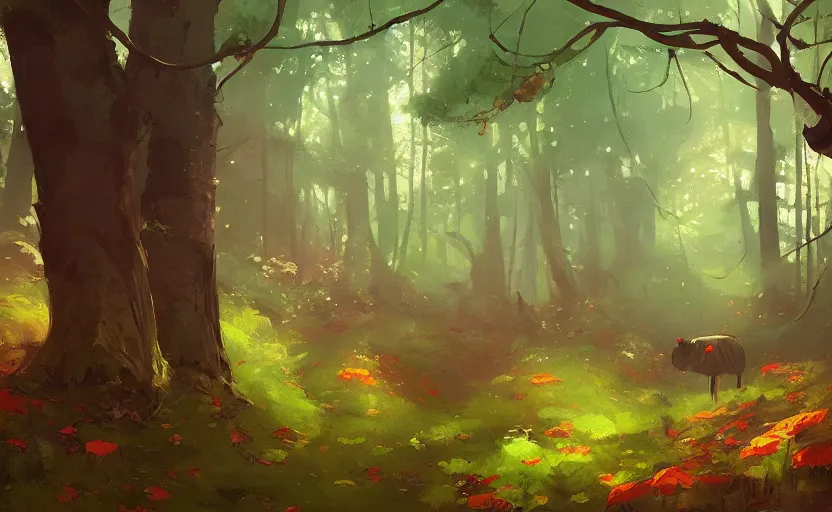 Image similar to dreamy magical forest by Atey Ghailan and Michael Garmash,