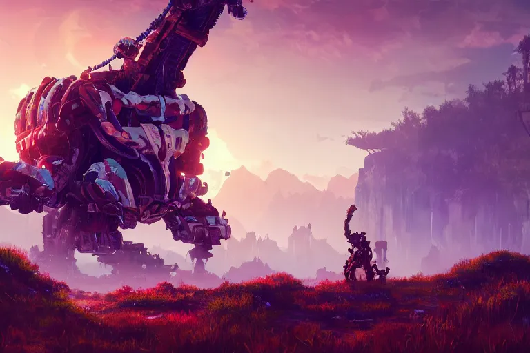 Image similar to watcher machine mecanical creature robot of horizon forbidden west horizon zero dawn bioluminiscence global illumination ray tracing hdr fanart arstation by ian pesty and alena aenami artworks in 4 k