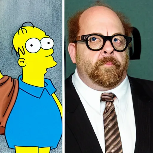 Prompt: paul giamatti as homer simpson in the live action simpsons movie