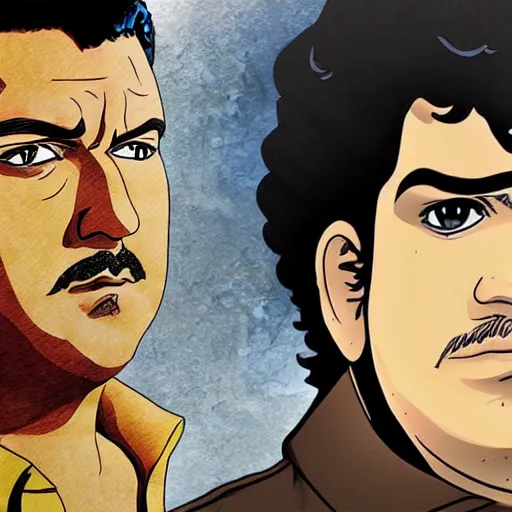 Image similar to a portrait of pablo escobar in an anime style