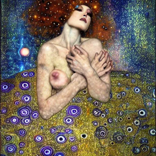 Prompt: dreamy angels cybernetic, in the cosmos, 🌌 intricate detail, klimt, royo,